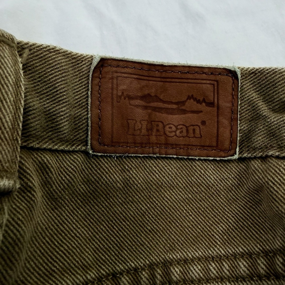 LL Bean Double L Comfort Waist Jeans Mens 46x29 Brown Khaki Cotton Straight Leg - Picture 12 of 12